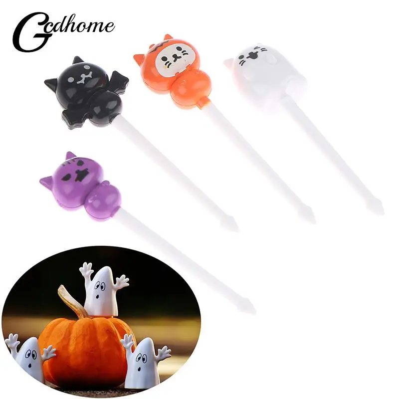 

4pc Halloween Bento Decoration Fork Food Grade Children's Bento Sign Decorative Fork Fruit Sign Snack Cake Dessert Pastry Forks