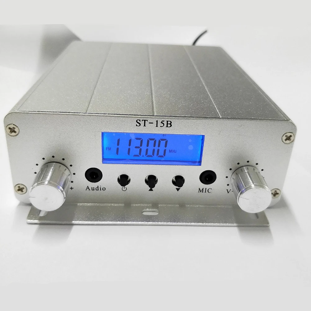 FM-передатчик PLL ST 15B серебристый TNC BNC с регулятором громкости 12 В 5 А 15 Вт для