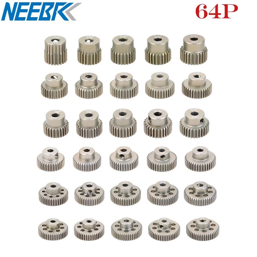 

Pinion Gear 2PCS 64DP 3.175mm 21T-25T/26T-30T/31T-35T/36T-40T/41T-45T/46T-50T Pinion Motor Gear For 1/10 RC Car