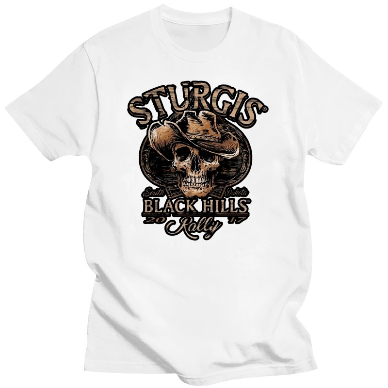 Мужская забавная крутая футболка 2017 с ковбойским черепом Sturgis летние футболки
