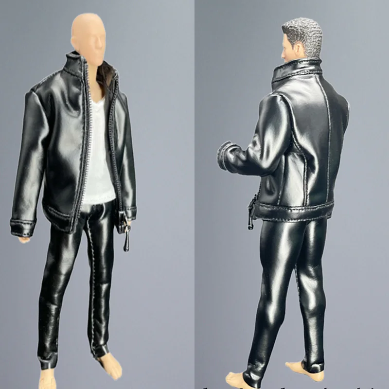 

In Stock 1/12 Scale PU Leather Zipper Standing Collar Jacket Tight Elastic Pants Coat Tops for 6" Male Solider Action Figure