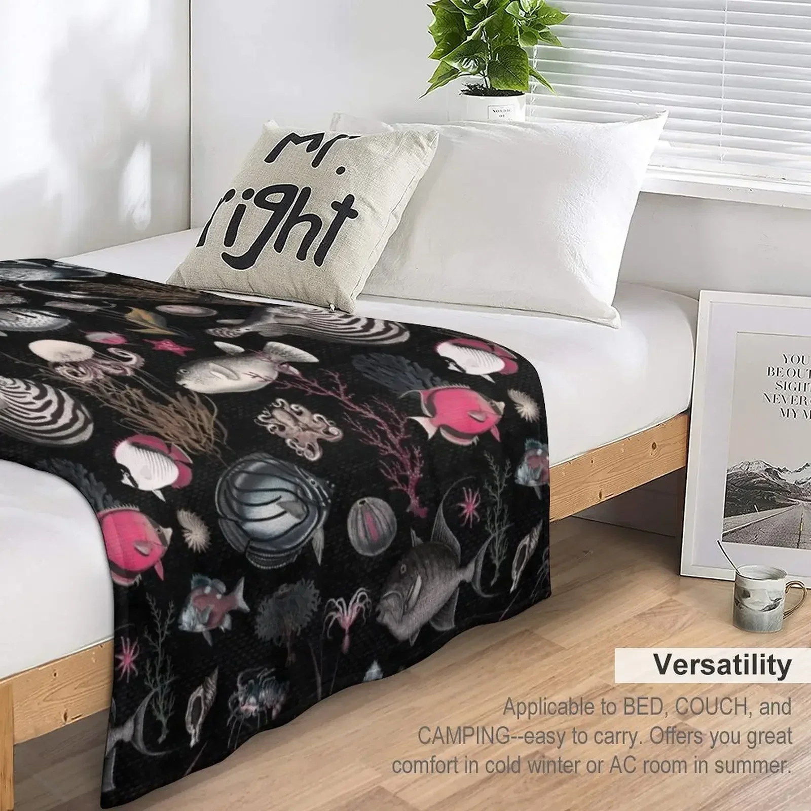 Одеяло из Океании черного цвета фуксии горчичного кремового серого одеяло