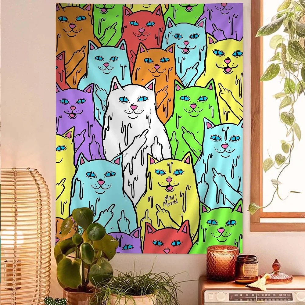 Милый кот-RIPNDIPS Гобелен С Дизайном Пальцев Художественный Научно-фантастический