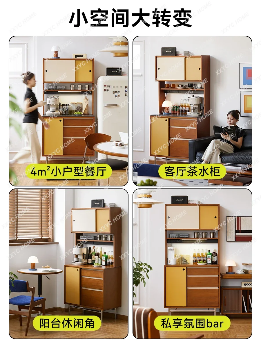 Ретро обеденный боковой шкаф у стены для хранения вещей узкий простой чайный