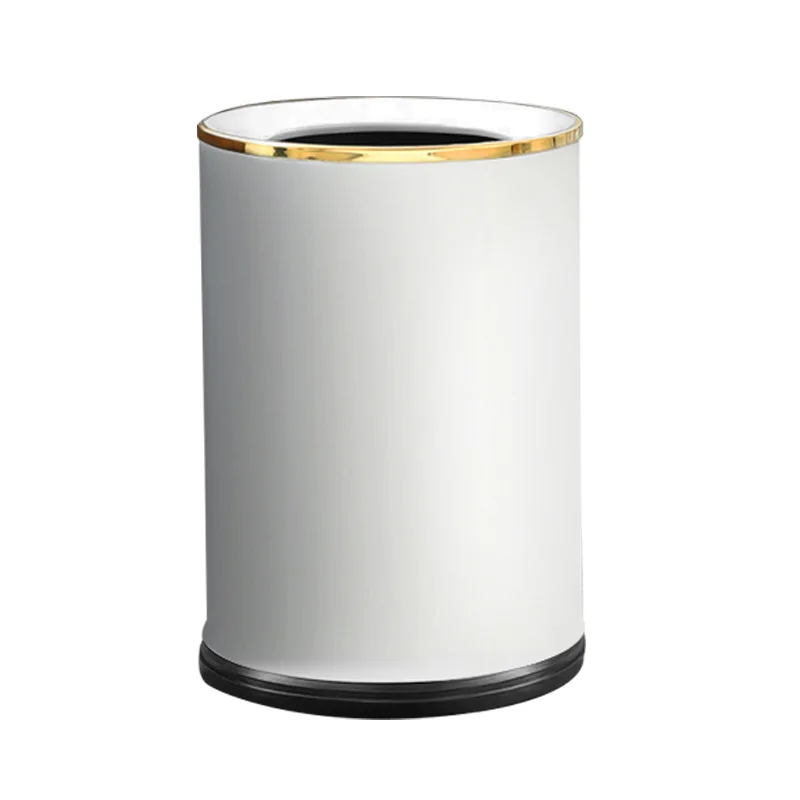 Stainless Steel Round Waste Bins White Kitchen Modern Storage Trash Can Nordic Standing Rangement Cuisine Cleaning Accessories