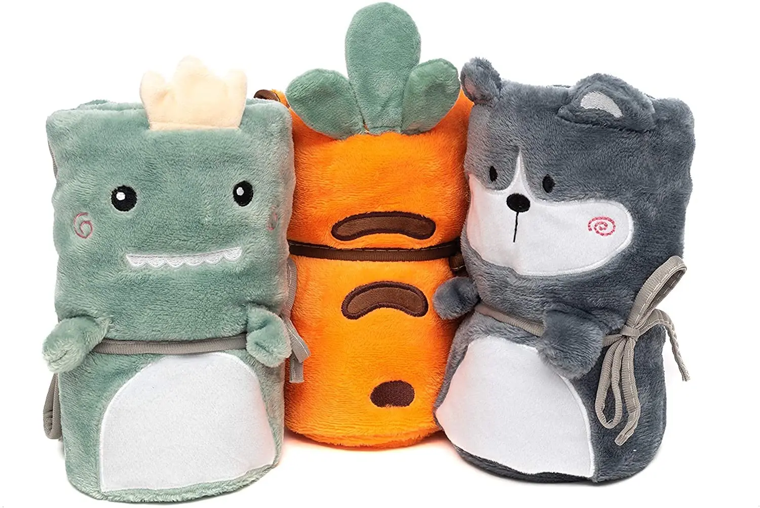 

3Pcs Baby And Children Blankets - Soft And Delicate Flannel Blankets - Carrot, Dragon And Dog Folding Blankets