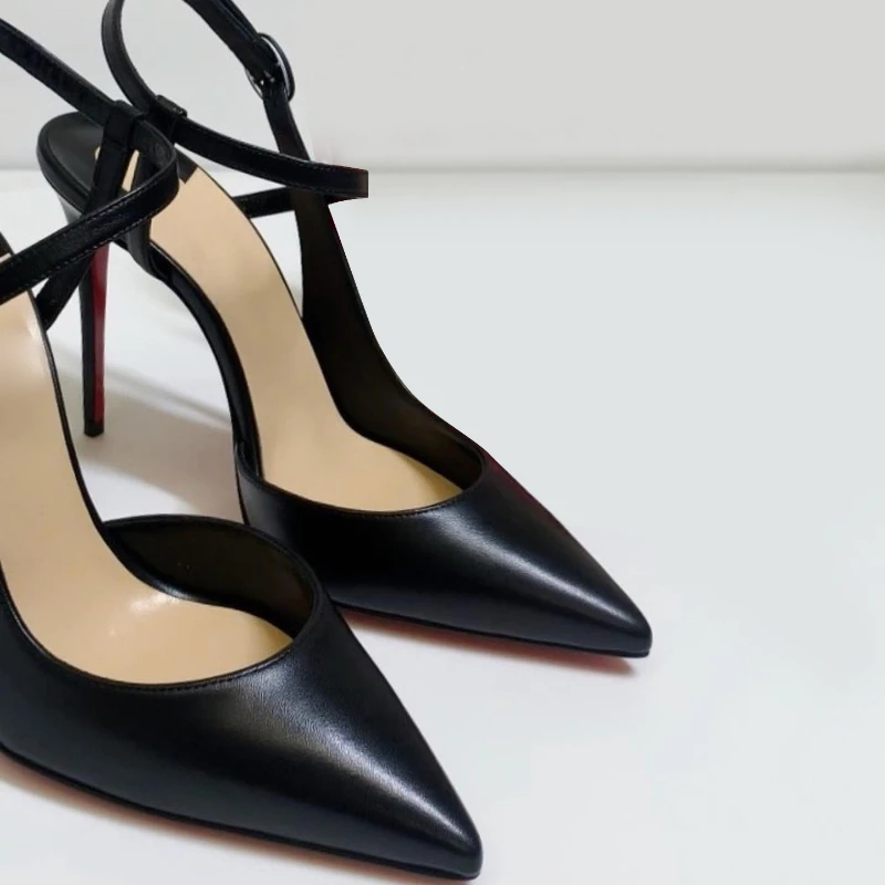 2023 New Summer Lace Up Super High Heel Sandals Thin Heel Pointed Red Sole Shoes Temperament Women's Shoes