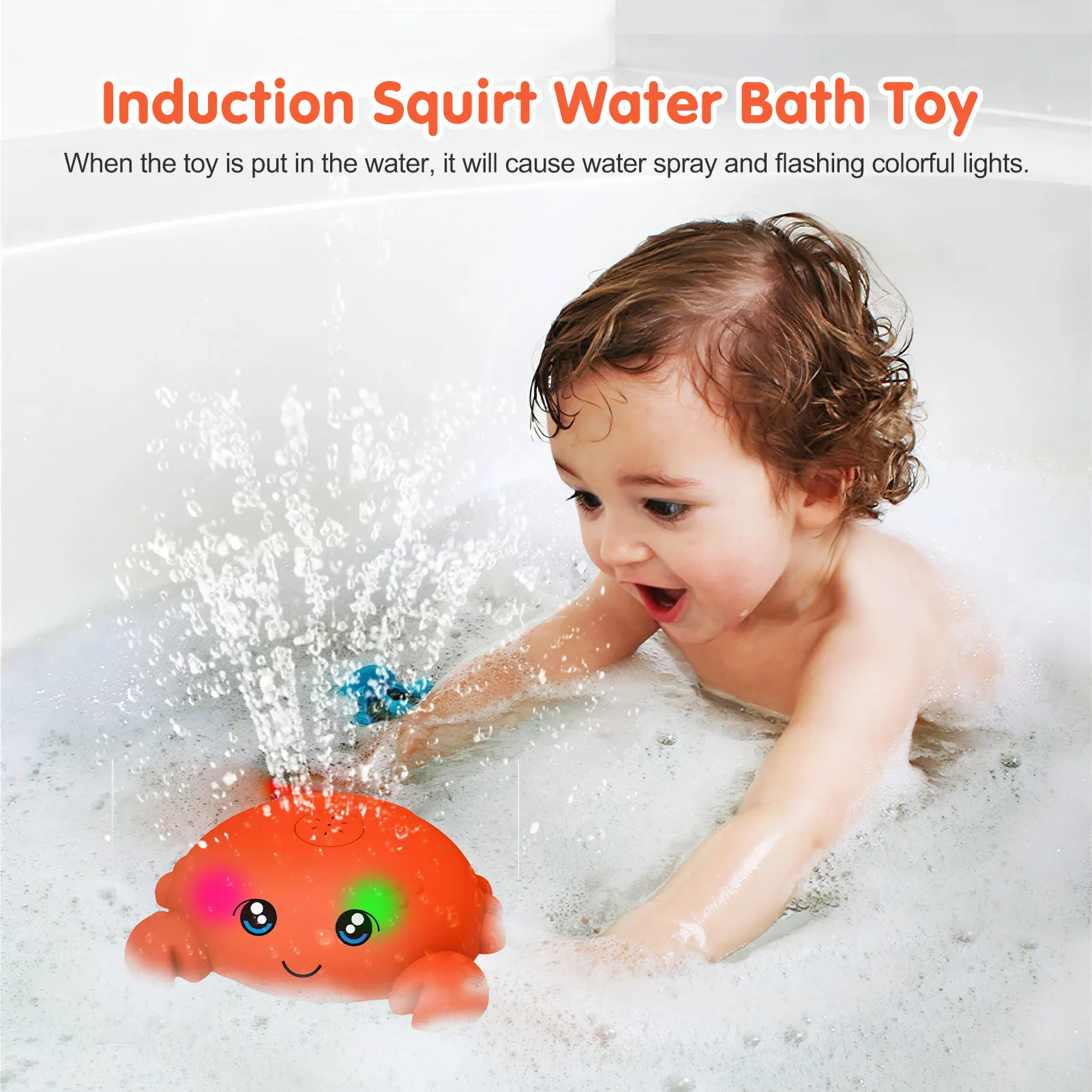 Baby Bath Toys Automatic Spray Sprinkler Bath Toy With LED Light Electric Octopus Crab Spray Water Shower Swim Pool Bathing Toys