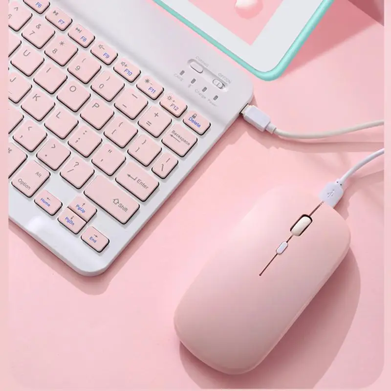 

Colorful Mouse Keyboard Kit Rechargeable Wireless Keyboard Combo For IPad Tablet Pinkycolor Gaming Accessories Keyboard Kit