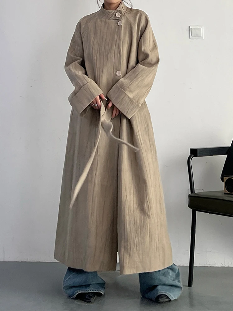 YERMORA цвета хаки с поясом большой размер женский Тренч новый свободный крой