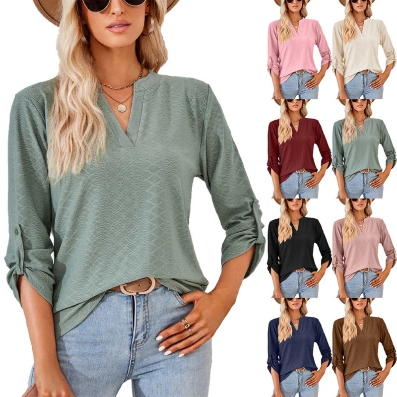 

Womens Long Sleeve Shirts Fashion Tunics Tops Casual Loose TShirts Blouses Tops