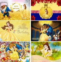 beauty and the beast backdrop princess girls birthday party photo background baby shower photocall prop decoration banner