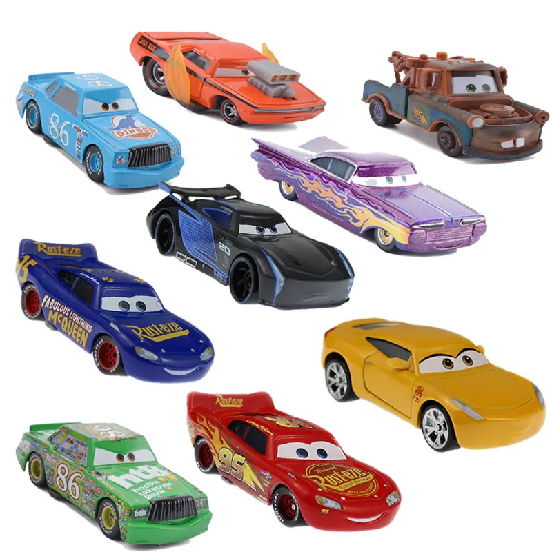 Metal Diecast 1:55  Pixar Cars Lightning McQueen Black Storm Jackson Ramirez Dinoco Toy Vehicles Boys Christmas Gifts