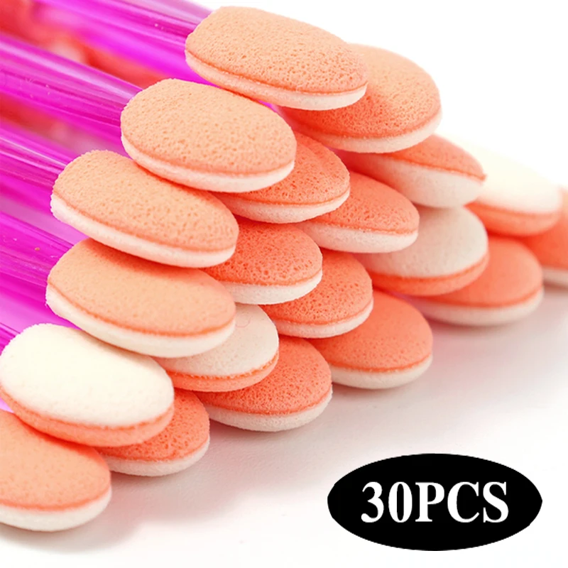 

30Pcs Pro Sponge Stick Eye Shadow Applicator Cosmetic Makeup Tools Double-head Oval Eyeshadow Brush for Women Makeup Tools