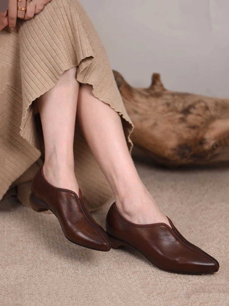 

Artmu Retro High Heel Shoes For Women Pointed Toe Loafers Luxury Thick Heel Elegant Spring Retro Shoes Comfort Ladies Pumps