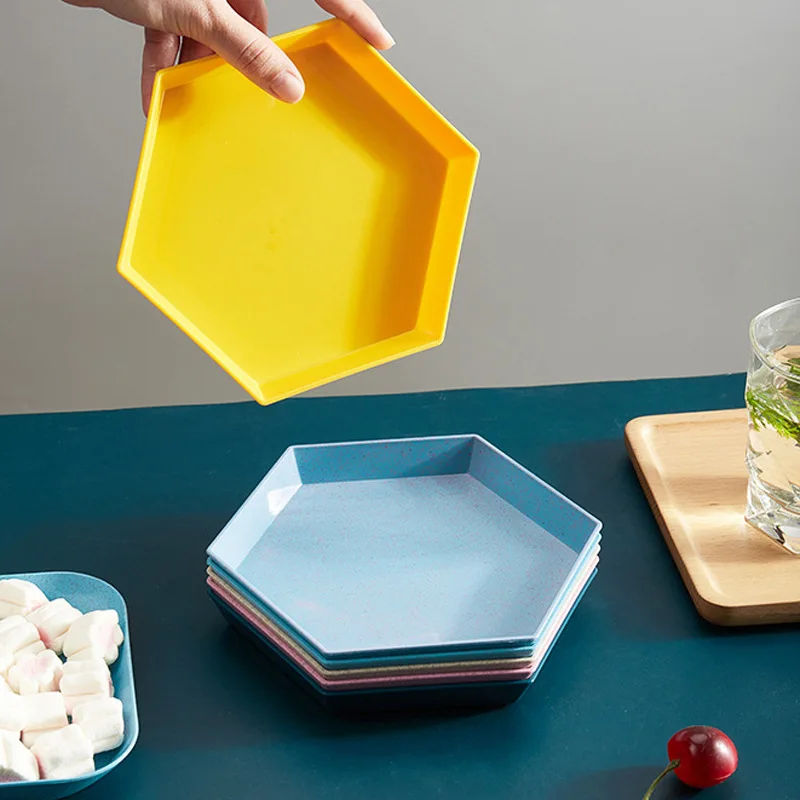 

Wheat straw spit bone plate Japanese dinner plate home fruit dessert snack plate round snack plate plastic bone plate tableware