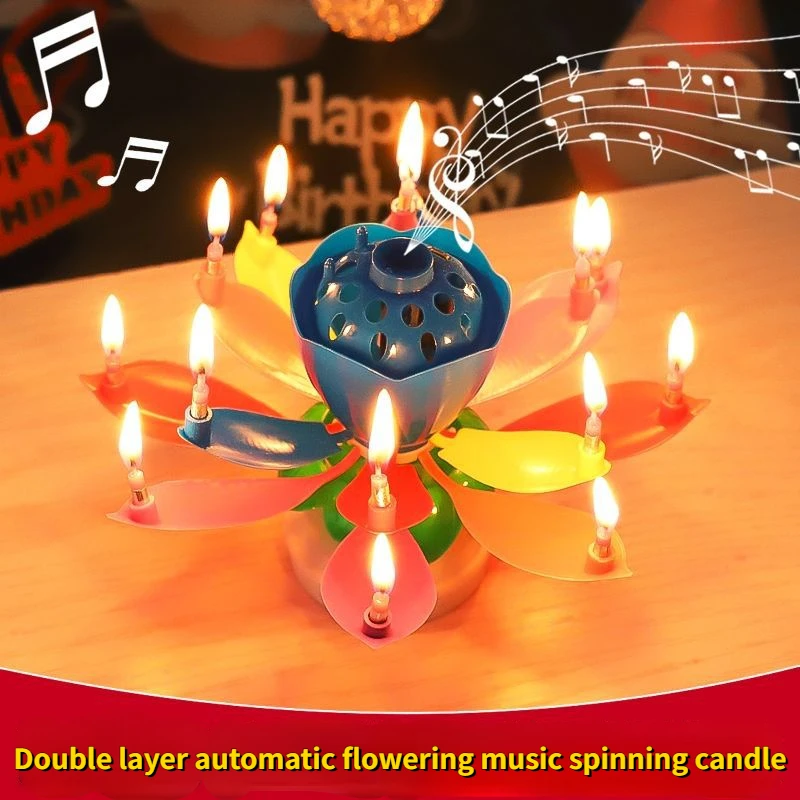 

Lotus Candle Rotating Lotus Birthday Candle Singing For Birthday Cakes Cool Wedding Party Decoration Rotating music Candles