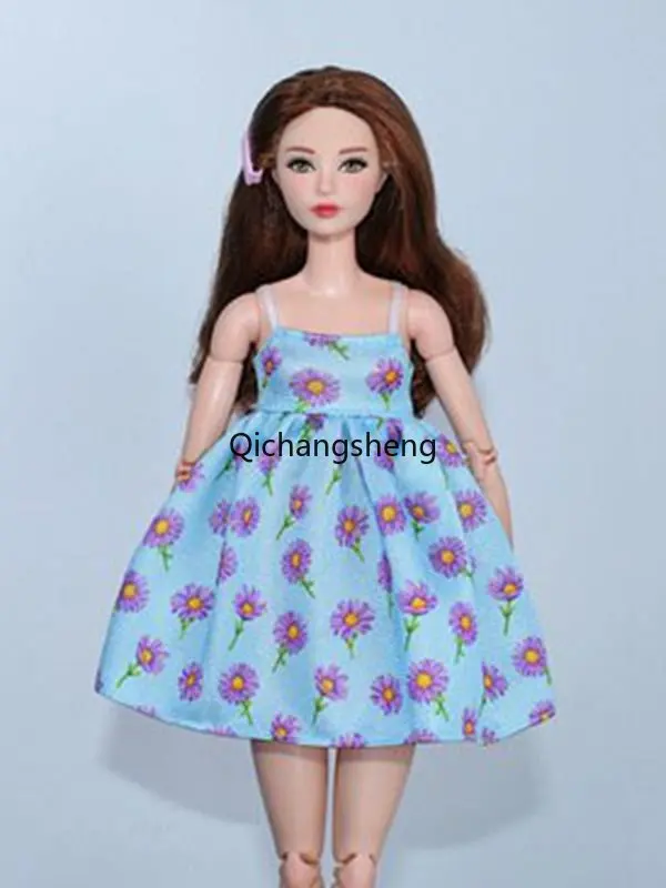 

1/6 BJD Doll Clothes Blue Floral Dress For Barbie Clothing For Barbie Clothes Outfits Party Gown 11.5" Dolls Accessories Toys