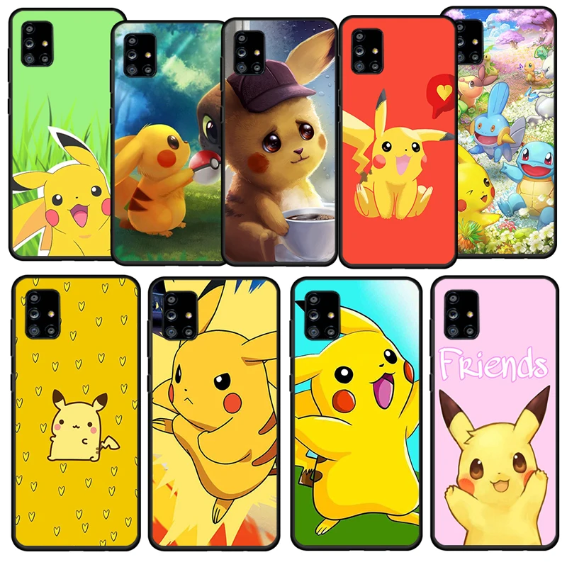

Cartoon Pikachu Baby For Samsung Galaxy A52S A73 A72 A71 A52 A51 A12 A32 A21S 5G TPU Soft Silicone Black Phone Case Fundas Cover