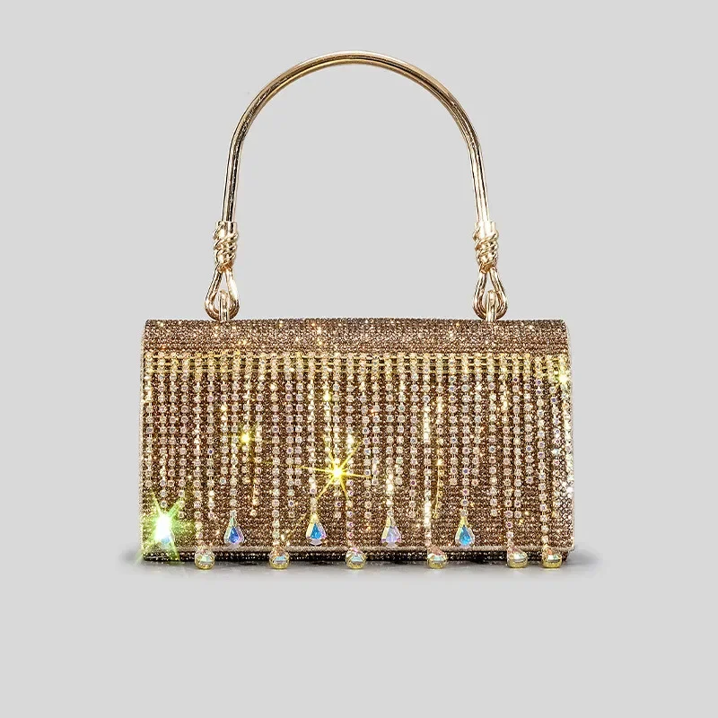 

Fashion Evening bag Handle Rhinestones Crystal Bling Top Handle Bags for Women Purses and Handbags Luxury Designer Women's bag