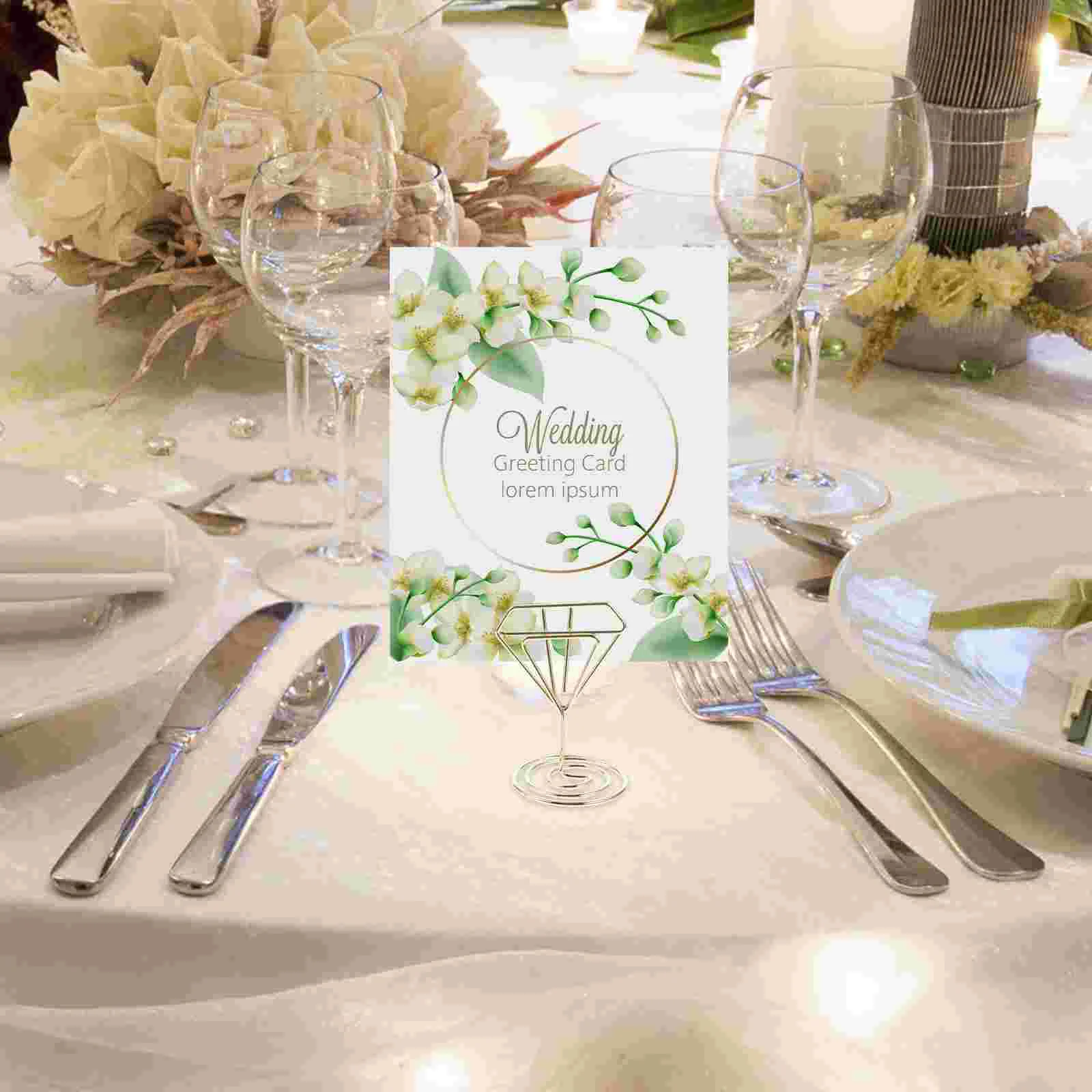 

6 Pcs Display Folder Vertical Business Card Holder Restaurant Table Numbers Photo Metal Holders Picture Office Memo Clips Stand