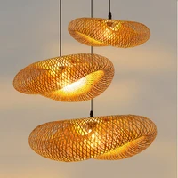 modern handmake natural bamboo lampshade restaurant home decor design ceiling pendant lamp e27 loft luminaire dining room lights