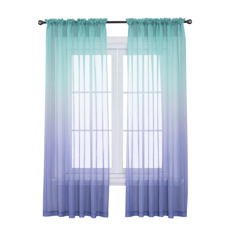 

2 Panels Sheer Ombre Curtains 52 X 84 Inch Gradient Curtains Semi Sheer Voile Curtains Rod Pocket Window Drapes For Room