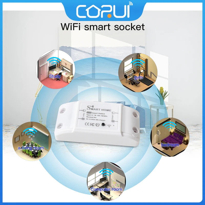 

Умный выключатель CORUI с Wi-Fi и таймером для умного дома, 10 А