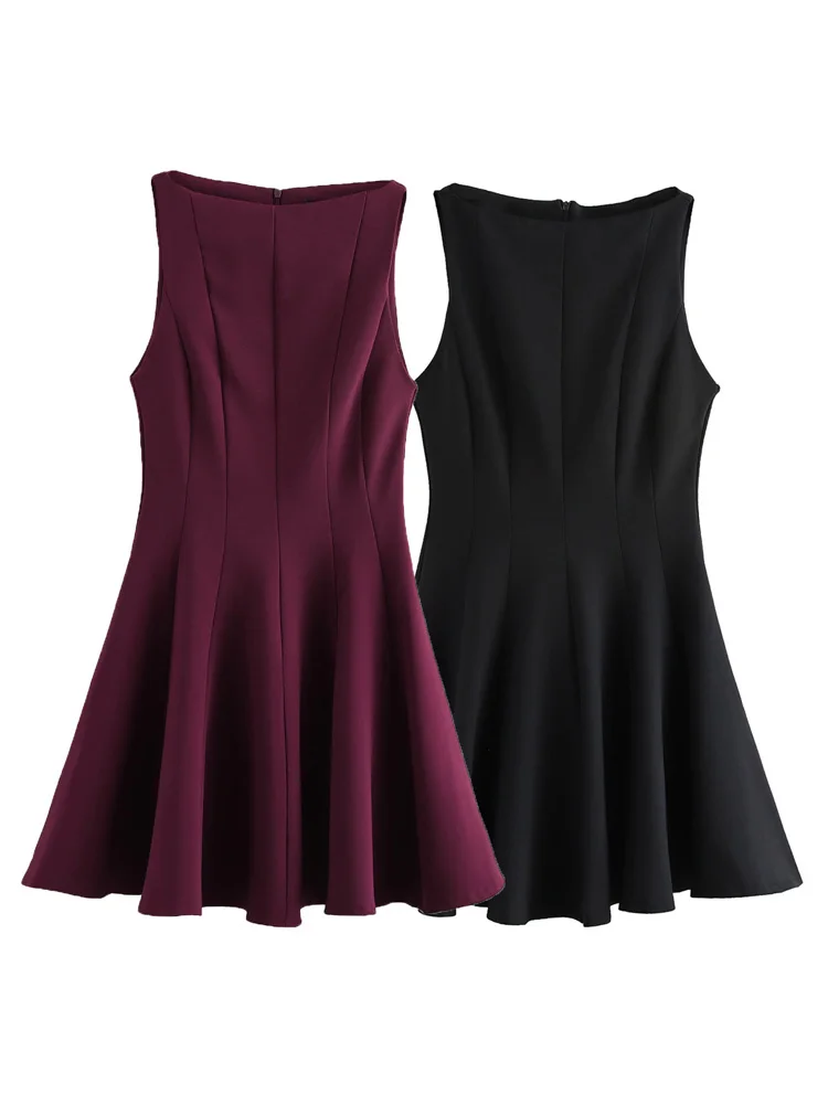 KAOPU ZA женское мини-платье с боковыми швами и карманами винтажное платье без