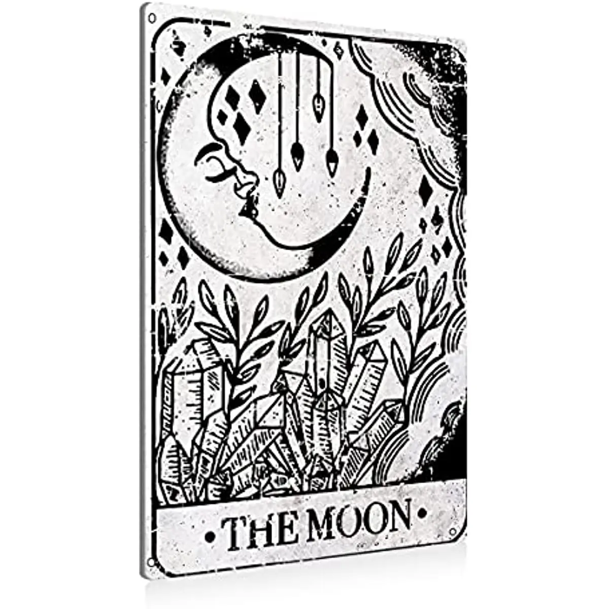 

Tarot Cards The Moon Metal Tin Sign Wall Décor Black Vintage Sign for Home Living Room Bedroom Decor Rectangle Posters