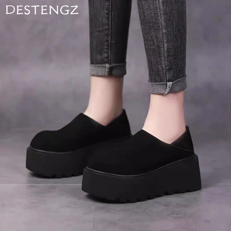 Женские зимние ботинки с леопардовым принтом на платформе замшевая обувь