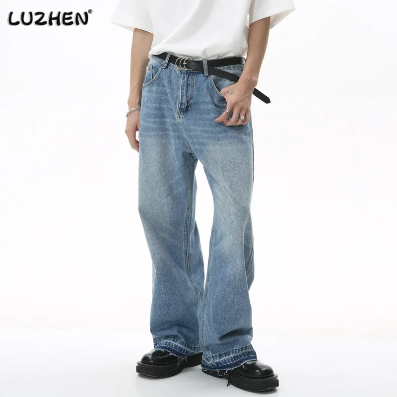 

LUZHEN 2023 осенние модные прямые джинсы мужские повседневные свободные брюки высокого качества модные оригинальные Универсальные джинсовые брюки C609db