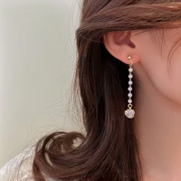 ailodo elegant pearl earrings for women luxury cubic zirconia crystal ball drop earrings party wedding fashion jewelry gift 2022