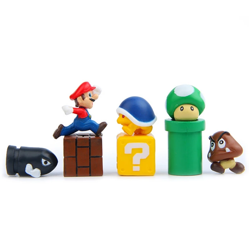 8 шт./компл. Mini Super Mario Bros фигурка Марио пуля Гриб черепаха стена хорошо ПВХ