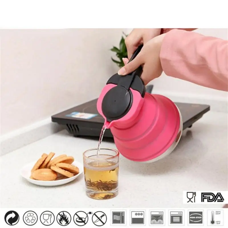 

New 1pcs Camping Foldable Kettle Household Silicone Portable Creative Foldable Kettle Outdoor Camping Available Kettle
