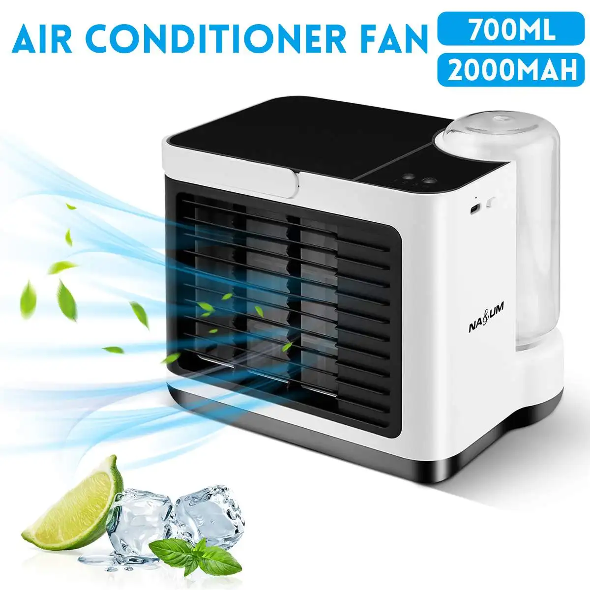 

700ML 2000Mah Portable Mini Fan Portable Air Cooler Fan Air Conditioner Desktop Air Cooling Fan Air Humidifier 3 Speeds for Home