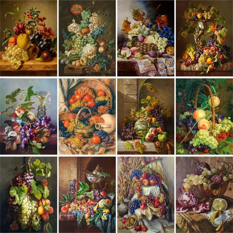 

GATYZTORY DIY Painting By Numbers For Adults Flower 60x75cm Picture By Numbers On Canvas Frameless Home Decor Fruit Unique Gift