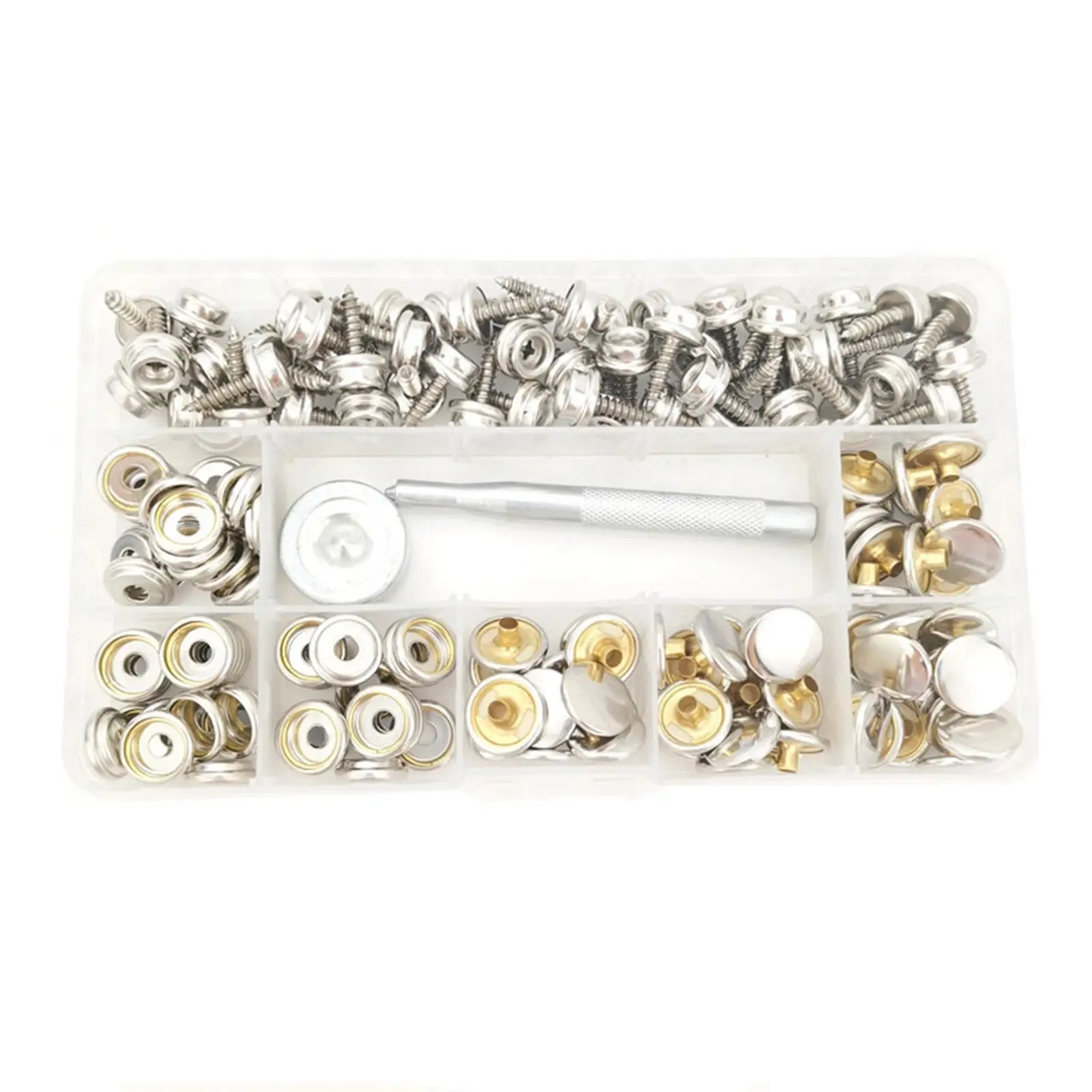 

152x Stainless Steel Screw Snap Fastener Kit Marine Button Screw Boat Canvas Snaps Fastener for Ship Family Car Tent Boat Canopy