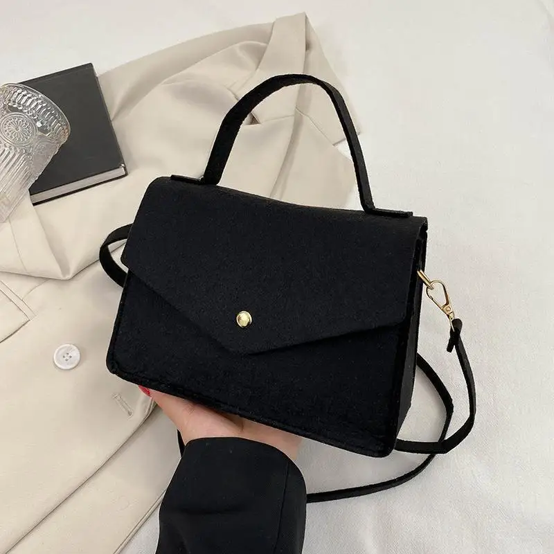 

Popular Women Solid Color Handbags 2023 New Fashion Shoulder Bags Non-woven Fabric Crossbody Bags Solid Color Elegant Bags