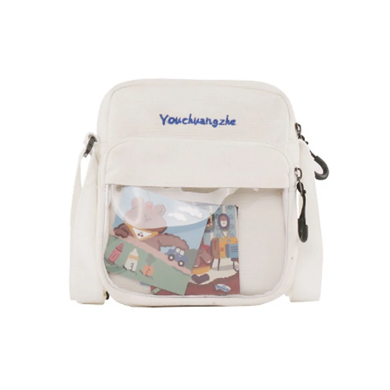 Японская прозрачная сумка в стиле Харадзюку для девочек-подростков, дамские сумочки через плечо, клатчи и сумки маленького размера, Холщова...
