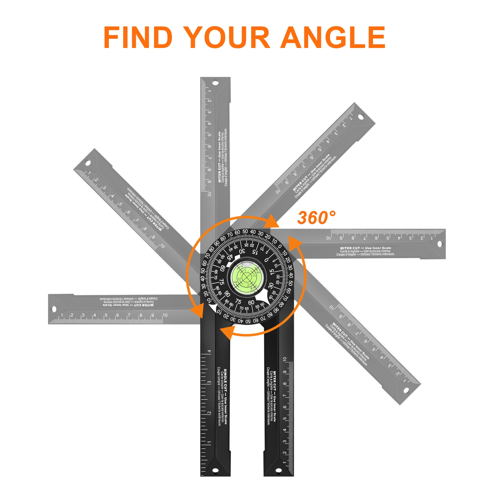 

Mitre Saw Protractor ABS Angle Finder Level Meter Miter Gauge Woodworking Goniometer Protractor Inclinometer Measuring Tool