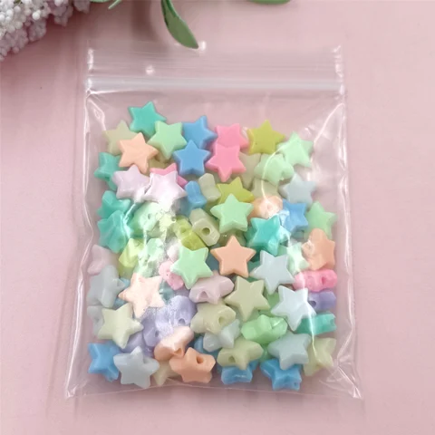 Кремовые пятиконечные звезды бусины акрил 10 мм 100 шт