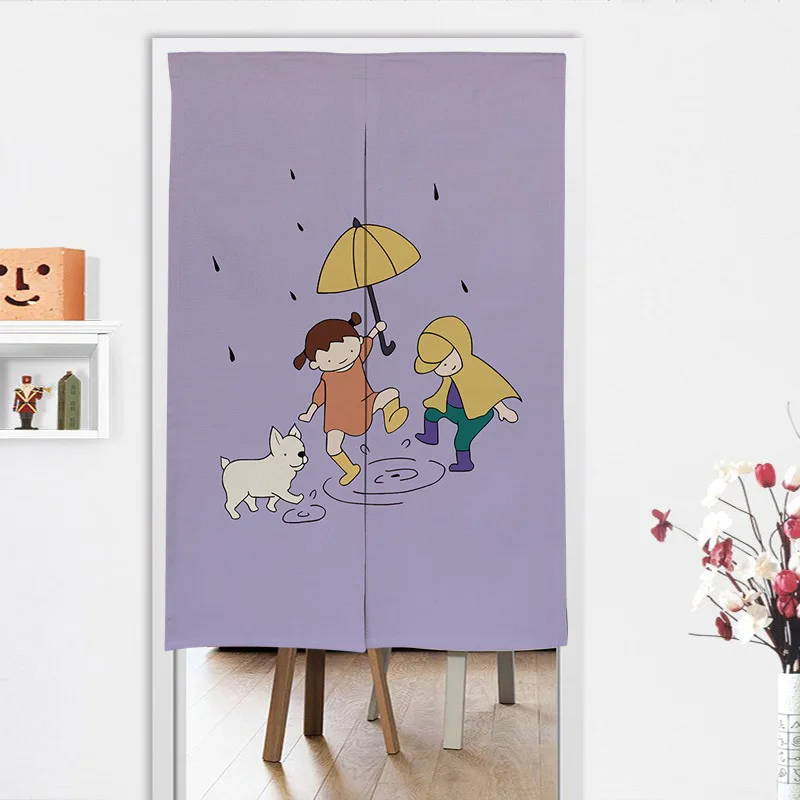 

Happy Family Polyester Door Curtains Bedroom Kitchen Fume-proof Breathable Partition Curtain Hotel Room Shower Room Door Curtain
