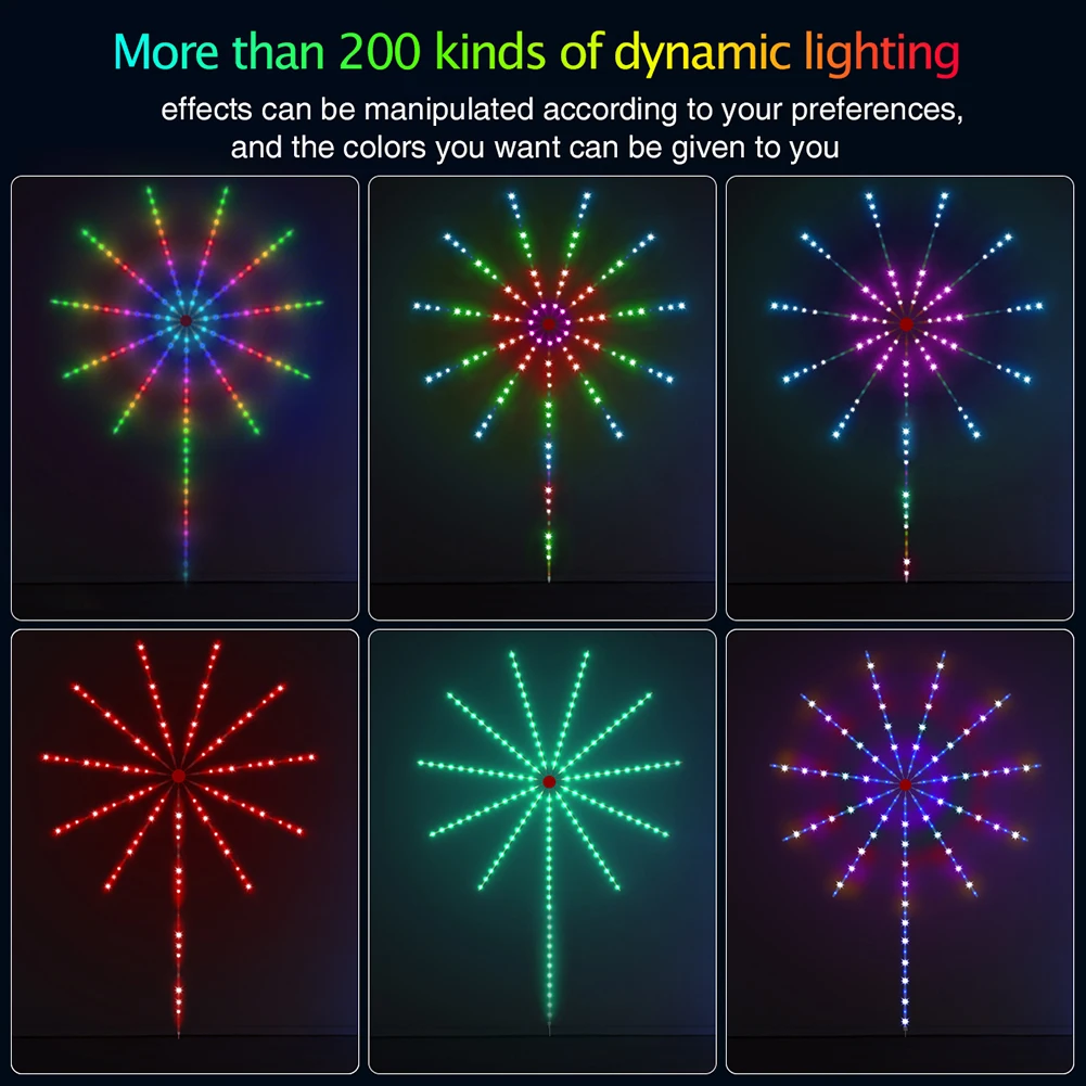 

94LED Firework Night Lights with APP Music 5V Firework Strip Lamp Christmas Gift Party Lighting for Home Bedroom Holiday