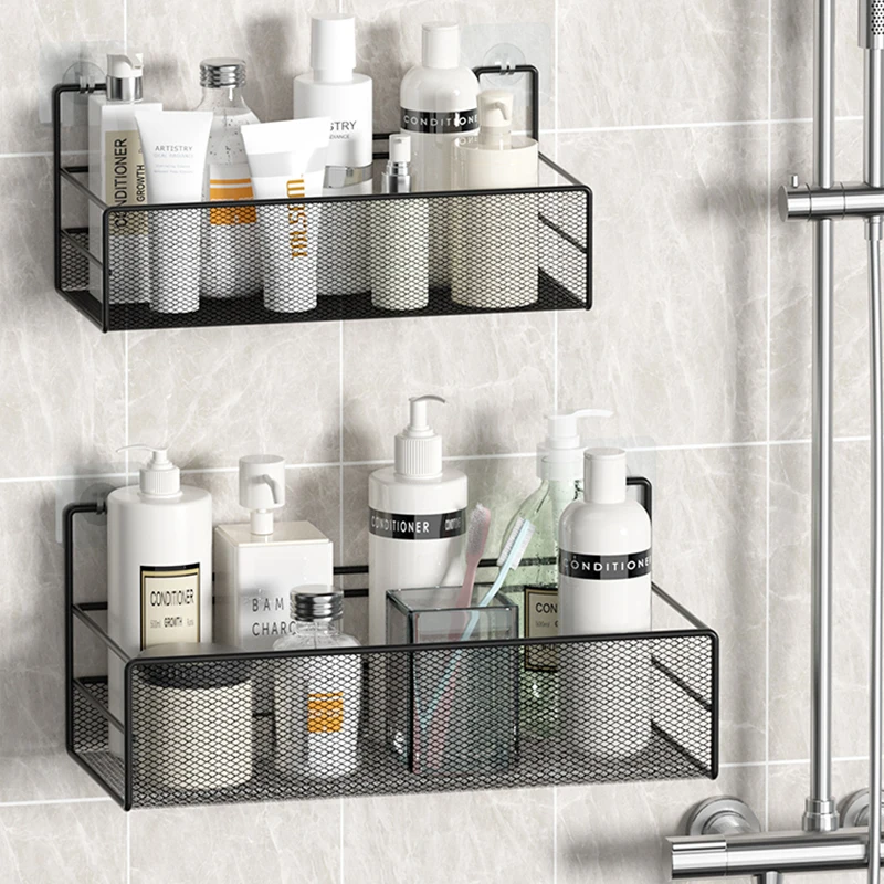 

Punch-Free Wall-mounted Bathroom Shelf Shampoo Makeup Towel Storage Rack Bathroom Shower Rack Condiment Storage Basket