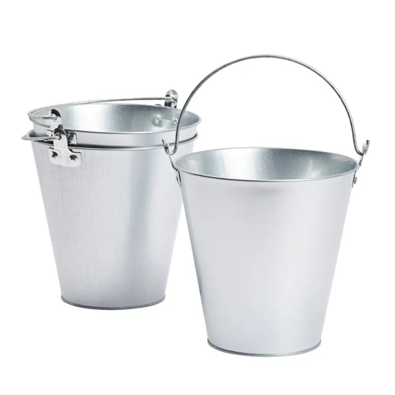 

3 Pack Galvanized Metal Ice Buckets for Parties, 7 Inch Tin Pails with Handles for Beer, Wine, Champagne, Decor, Table Centerpi
