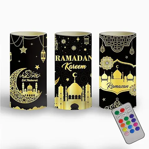 Рамадан, беспламенные дневные свечи с таймером, ИД-Декор, батарея, теплый белый, работающие от батареи, электрические мусульманские свечи