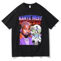 heavyweight rapper kanye west oversized printed t shrits unisex pure cotton tees summer men women hip hop short sleeve t shirt