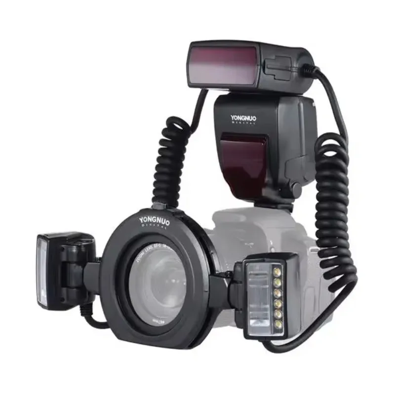 Фото 2026 YONGNUO YN24EX E-TTL Макро-вспышка Speedlite 5600K с 2 головками вспышки и 4 адаптерными кольцами для Canon EOS 1Dx 5D3 6D 7D 70 №2