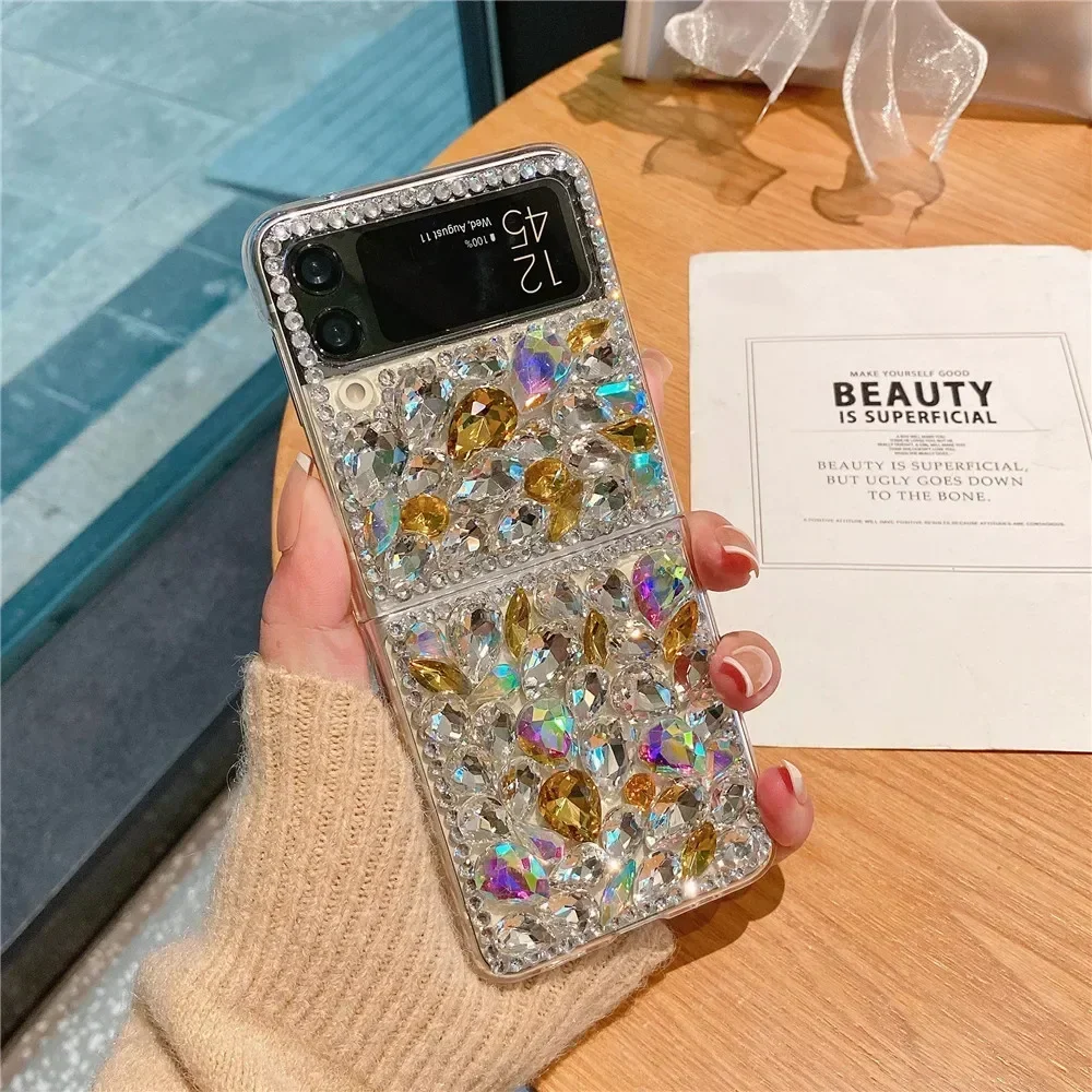 Роскошный блестящий чехол для телефона со стразами и бриллиантами Samsung Galaxy Z Flip1 2 3